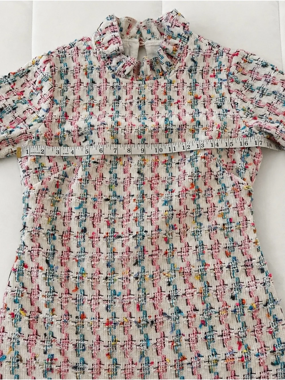 Sara Campbell Pink Multi Tweed Short-Sleeve Shift Dress